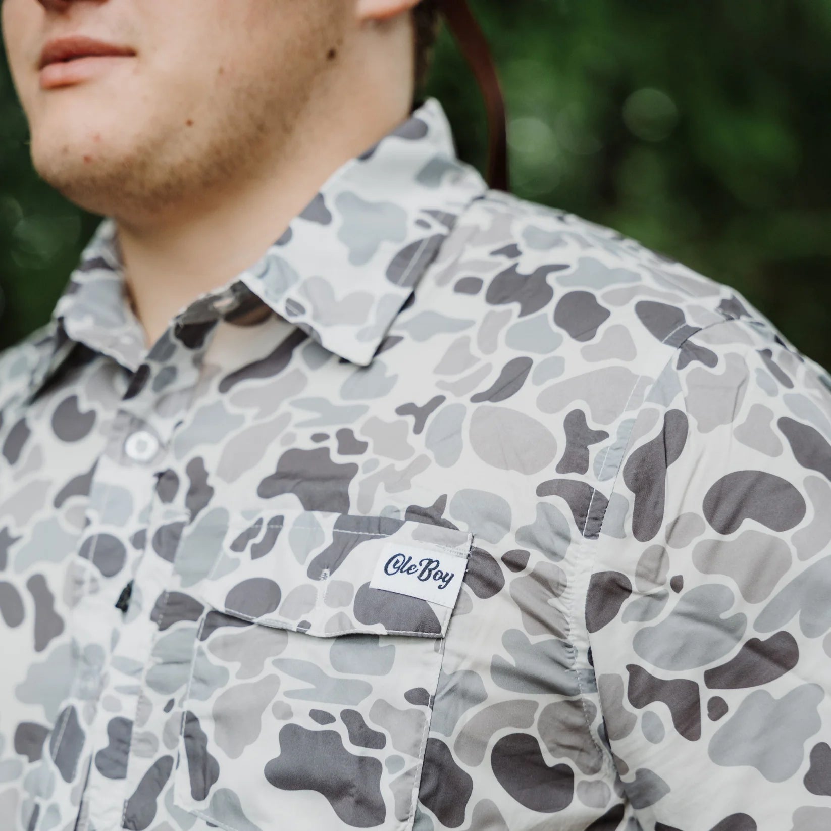 Grey Camo- Performance Button Up Fishing Shirt
