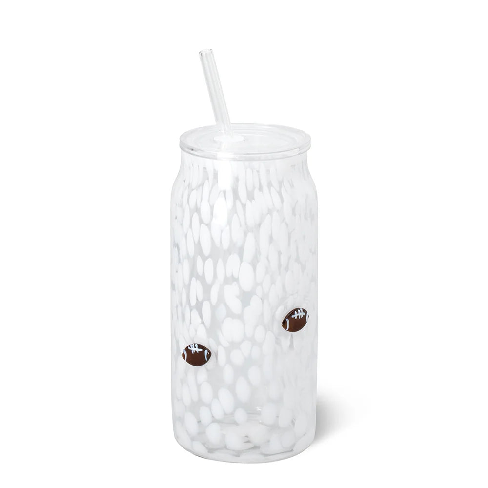 White Football Charm Glass 23oz