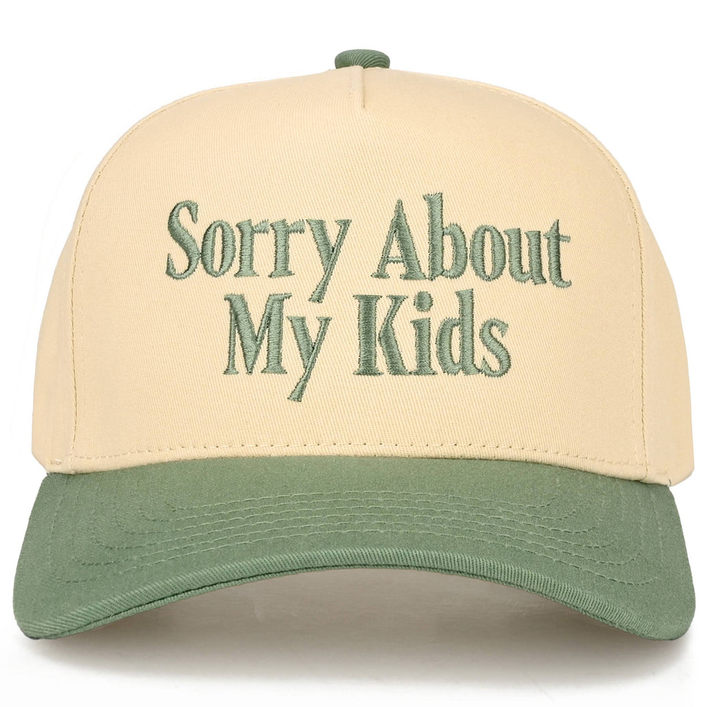 SORRY ABOUT MY KIDS Letter Two Tone Trucker Hat