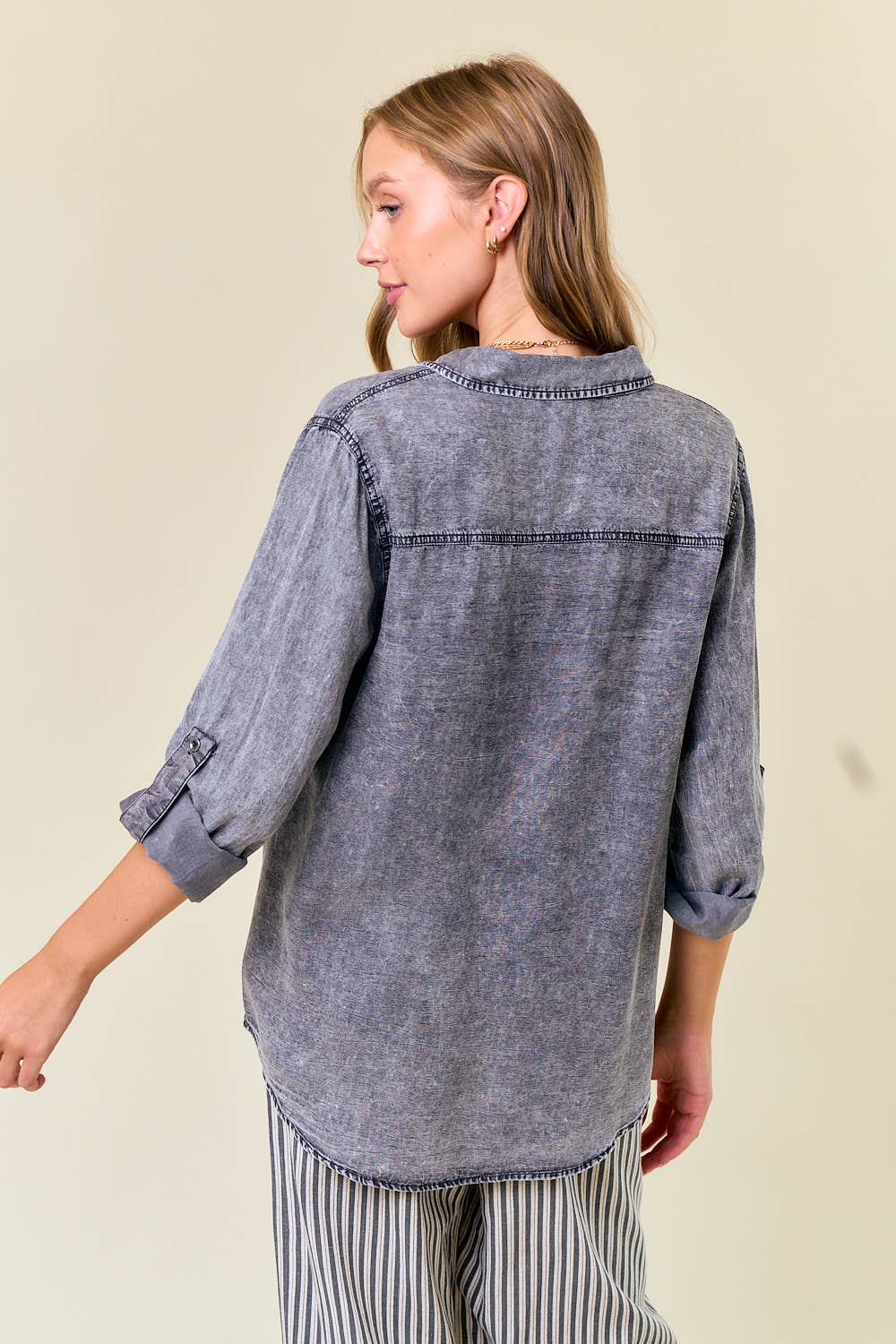Black Denim Button Up