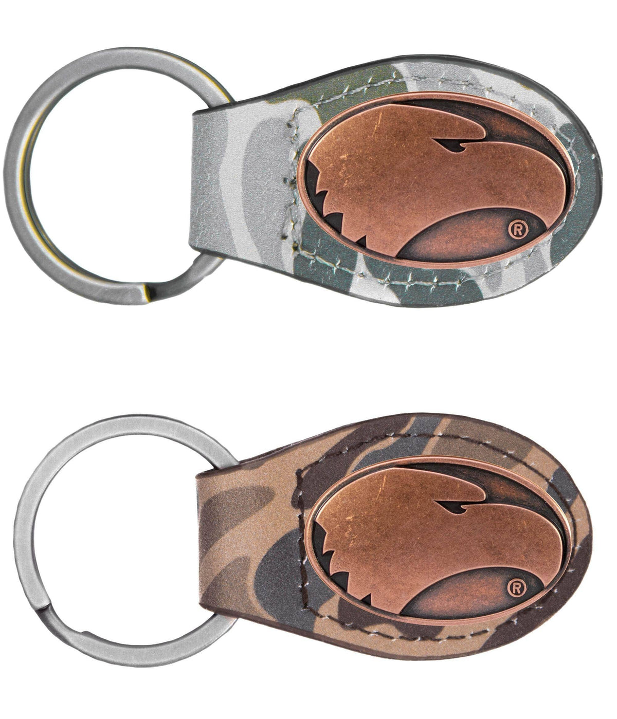 Georgia Southern Eagles Oval Camo Leather Key Fob.