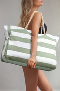 Striped Waterproof Canvas Large Capacity Tote Bag
