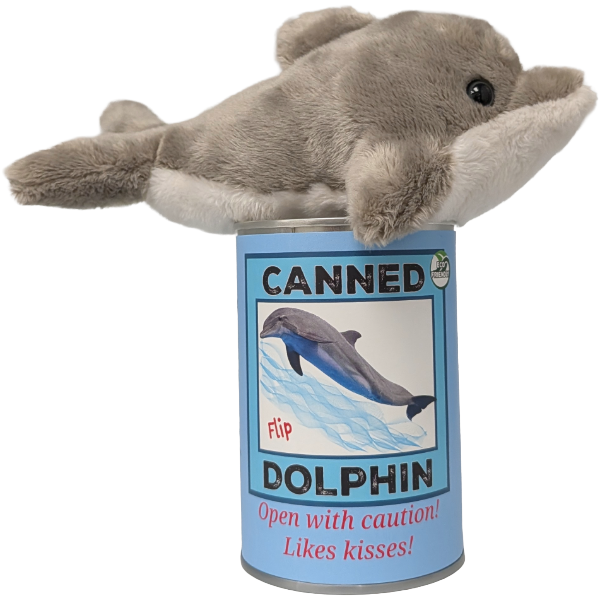 Flip the Canned Dolphin | Stuffed Animal Plush w/Jokes |Gift