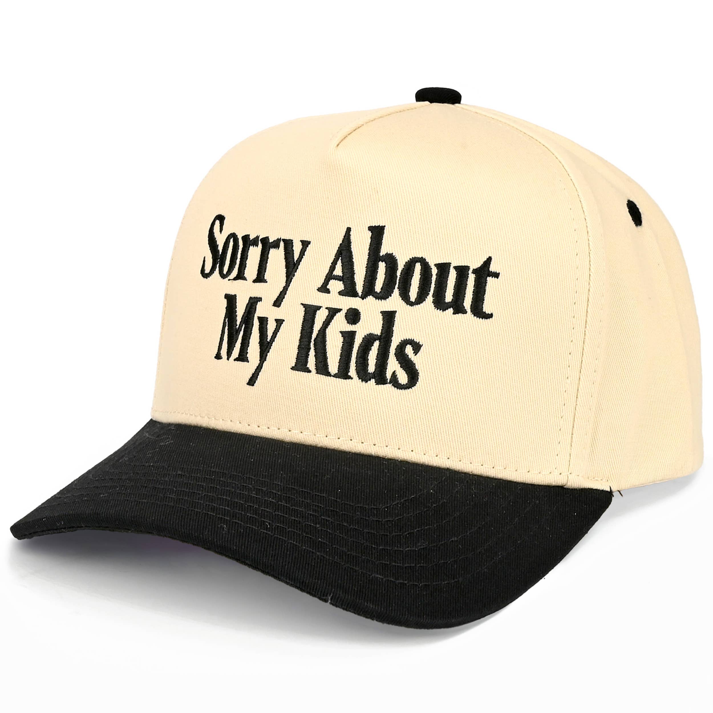 SORRY ABOUT MY KIDS Letter Two Tone Trucker Hat