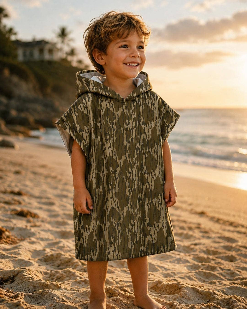 Kids Bottom Camo Hooded Beach Towel
