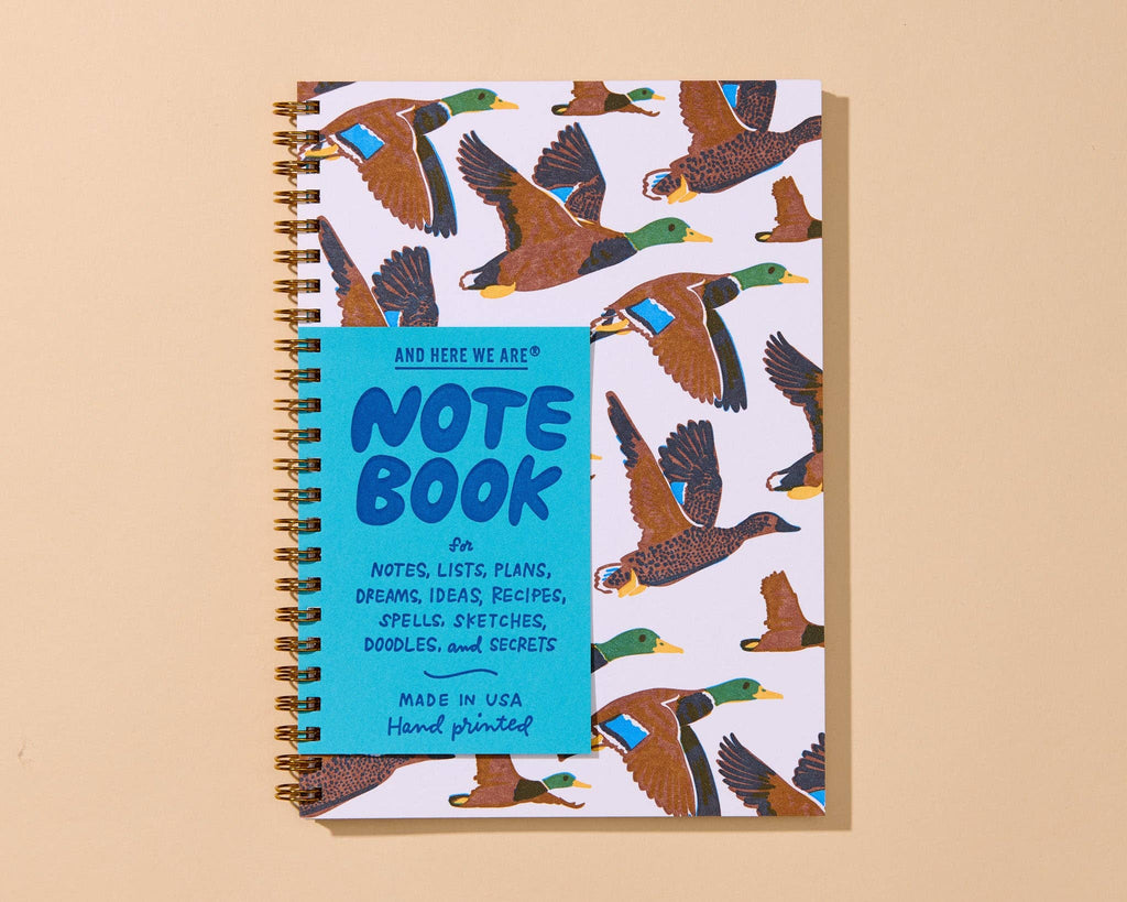 Letterpress A5 Spiral Notebook (Lined)—Mallard Ducks