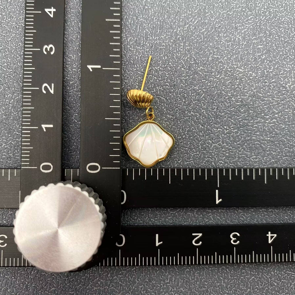 Shell Charm 18K golden Post Earrings
