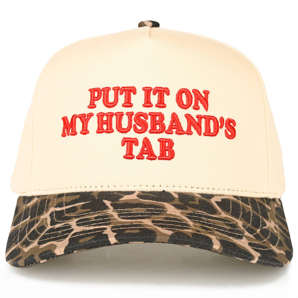 PUT IT ON MY HUSBAND'S TAB Letter Trucker Hat
