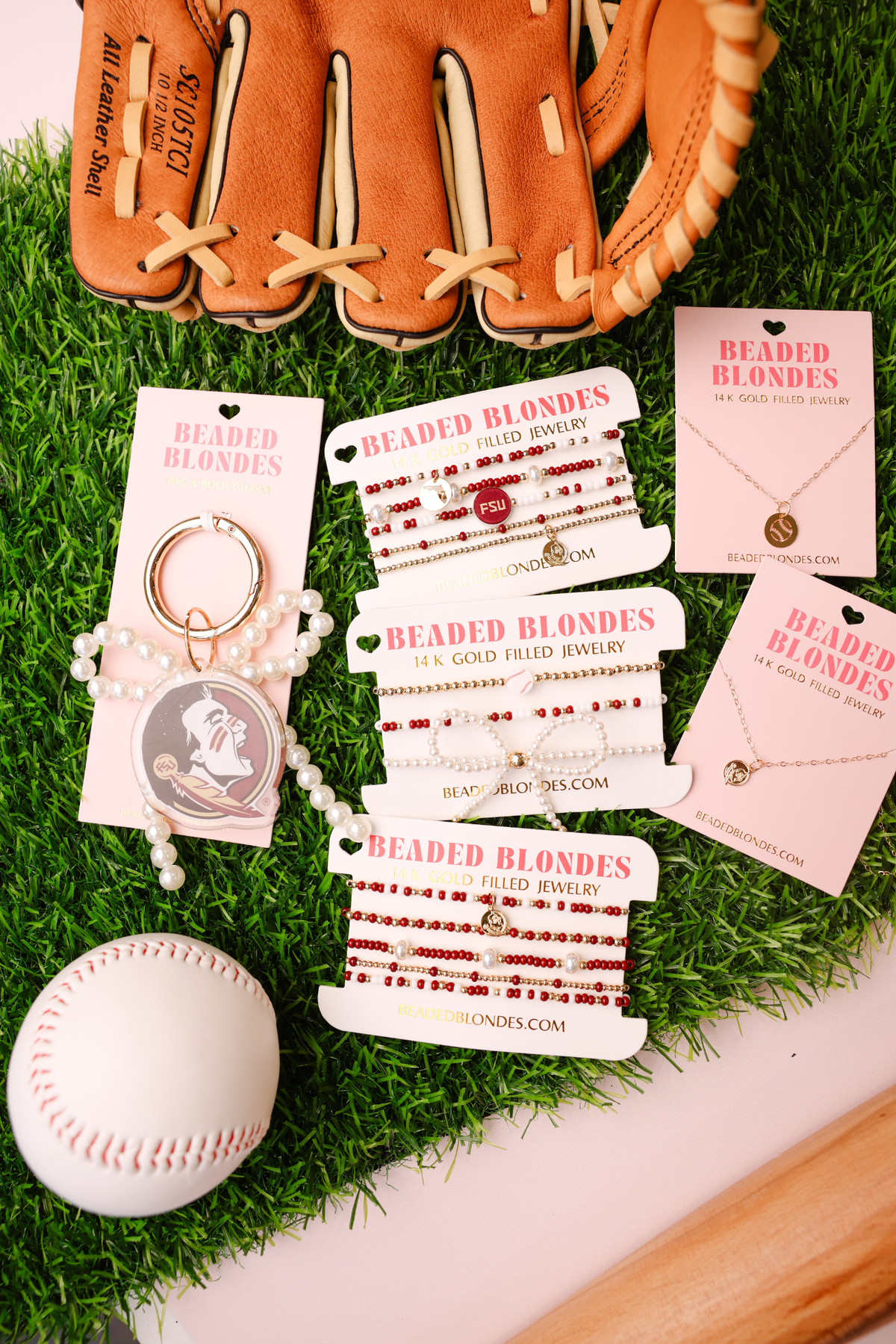 Florida (Maroon and White) State Cutout Charm Bracelet on Color