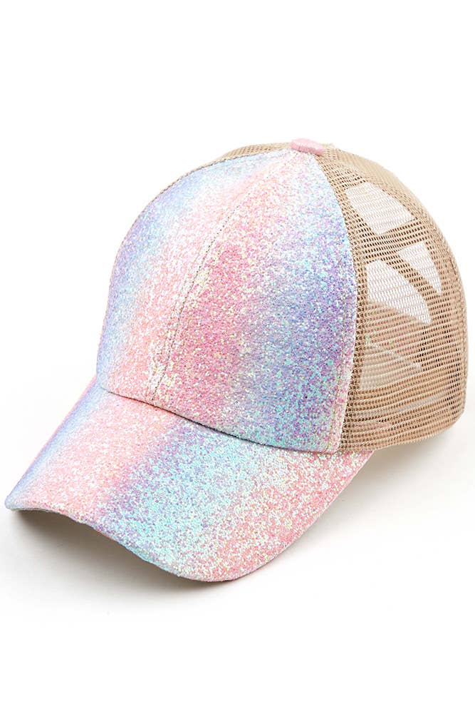 Kids Glitter Criss-Cross Pony Cap