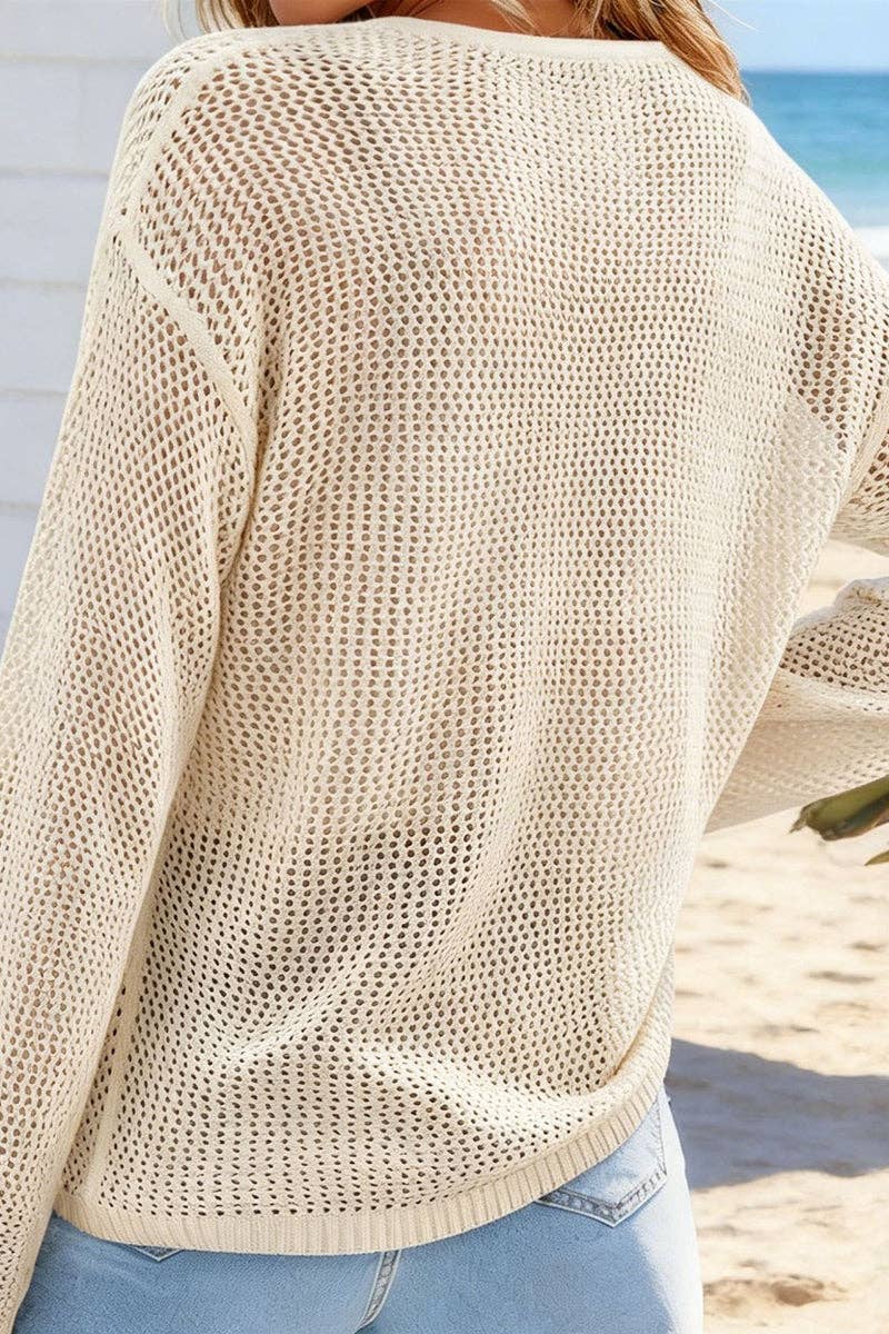 Palm Tree Pattern Knit Beach Cover-Up