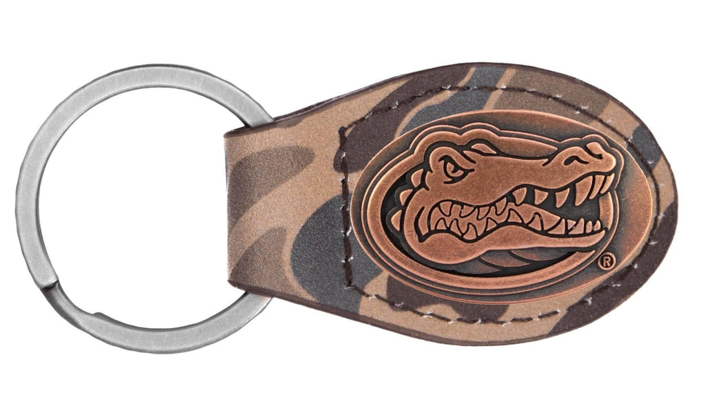 Florida Gators Oval Camo Leather Key Fob.