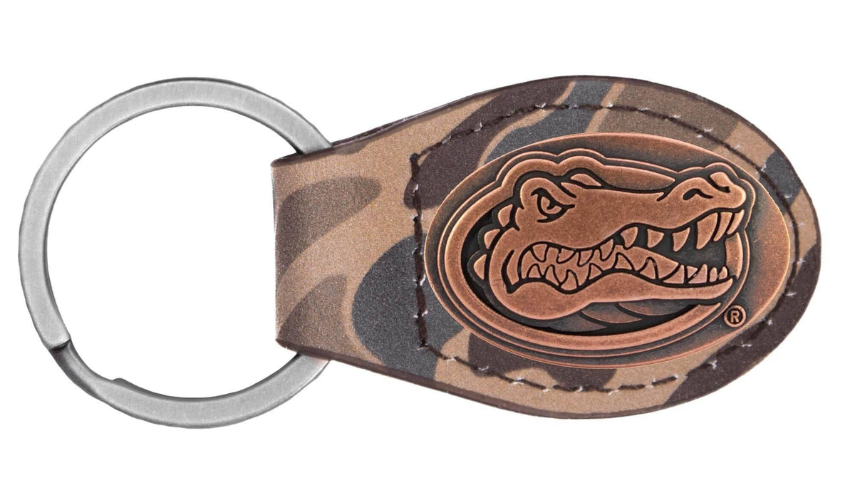 Florida Gators Oval Camo Leather Key Fob.