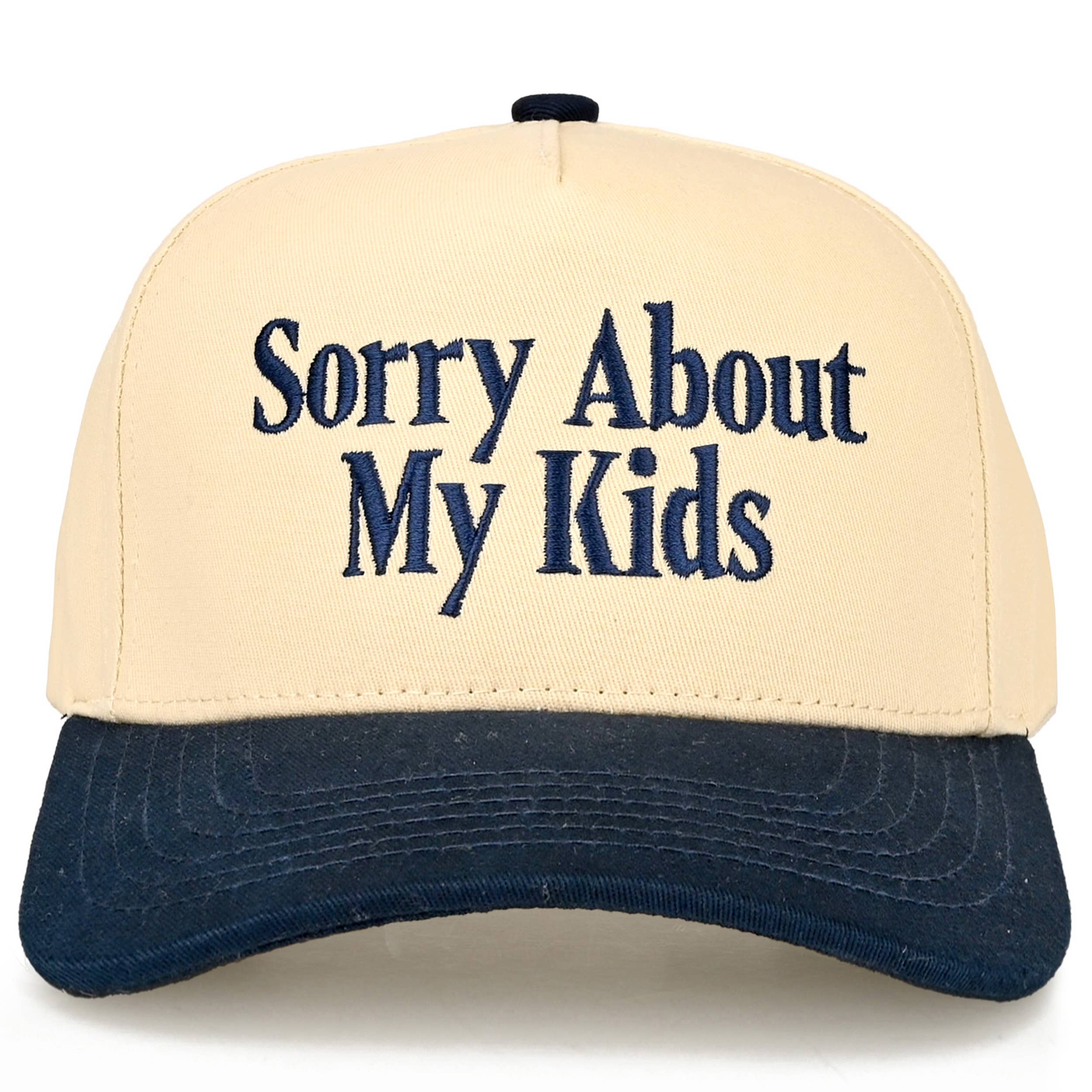 SORRY ABOUT MY KIDS Letter Two Tone Trucker Hat