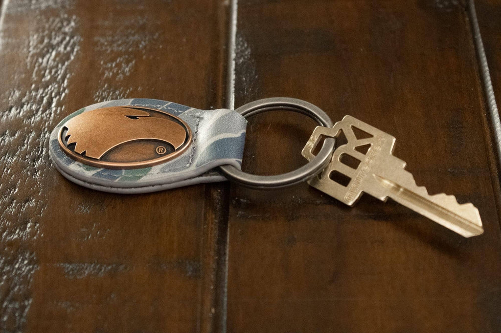 Georgia Southern Eagles Oval Camo Leather Key Fob.