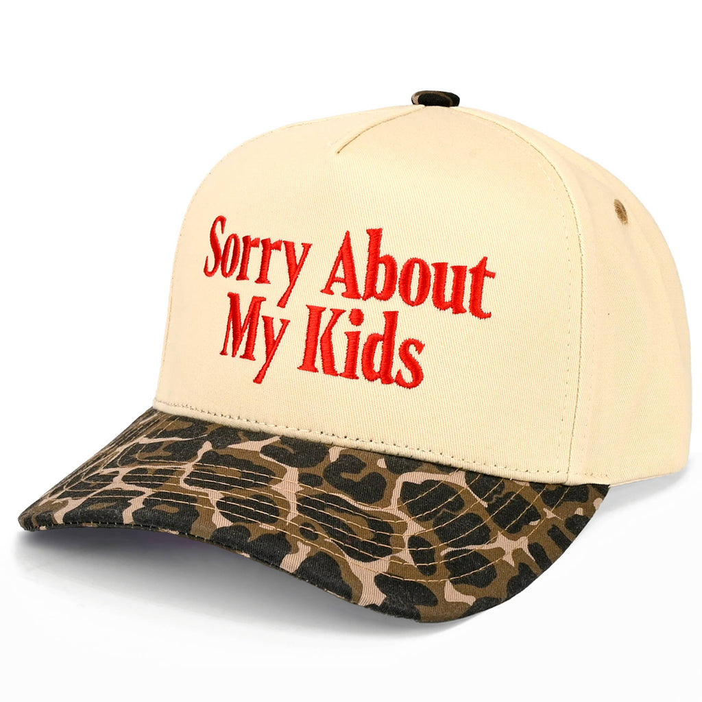 SORRY ABOUT MY KIDS Letter Two Tone Trucker Hat