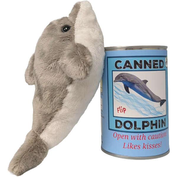 Flip the Canned Dolphin | Stuffed Animal Plush w/Jokes |Gift