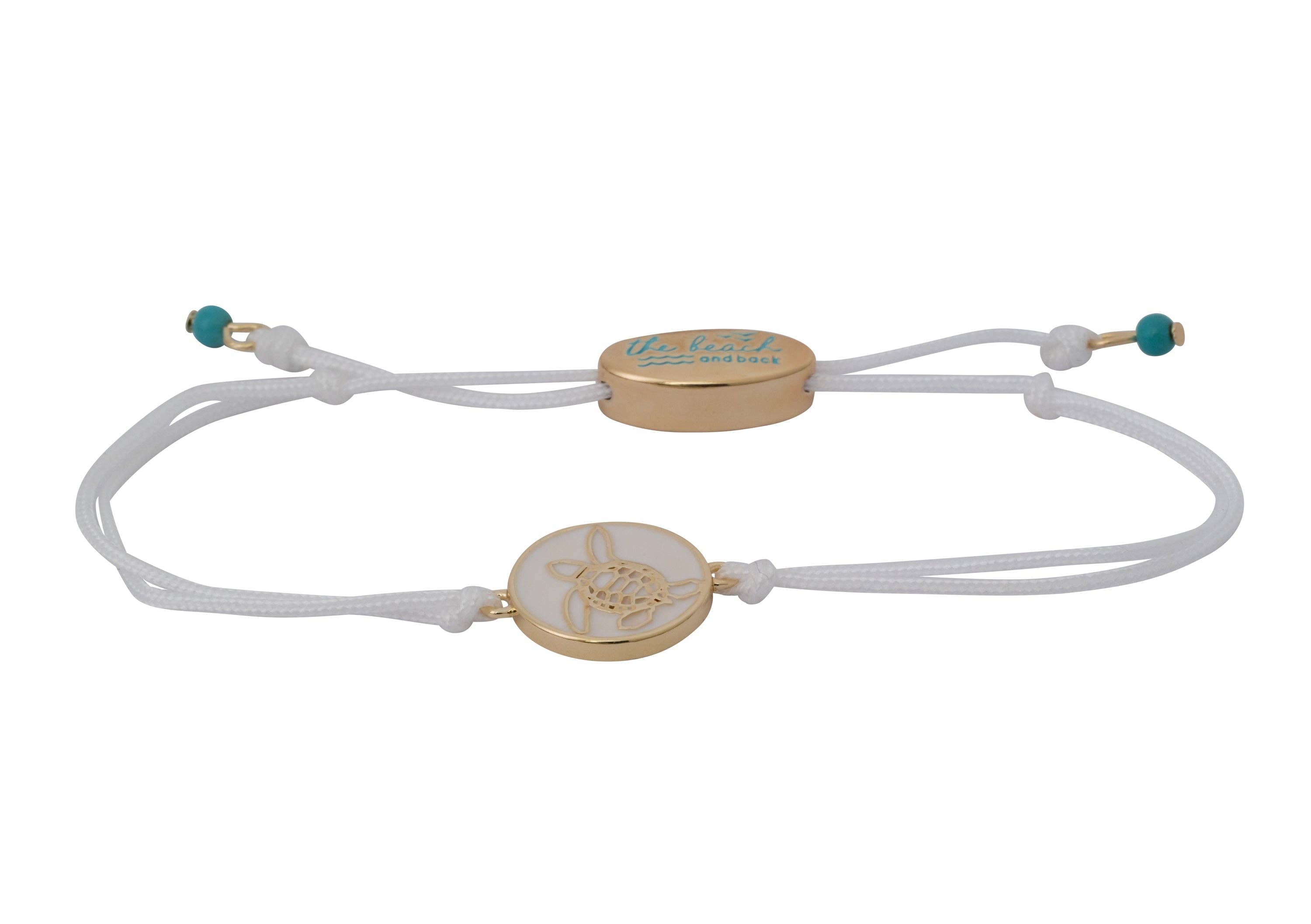 Bald head island sea turtle slider bracelet cream gold