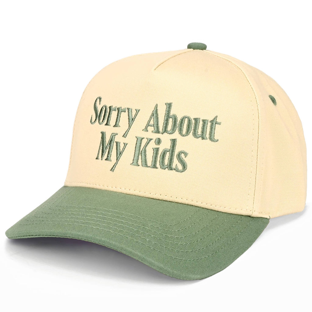 SORRY ABOUT MY KIDS Letter Two Tone Trucker Hat