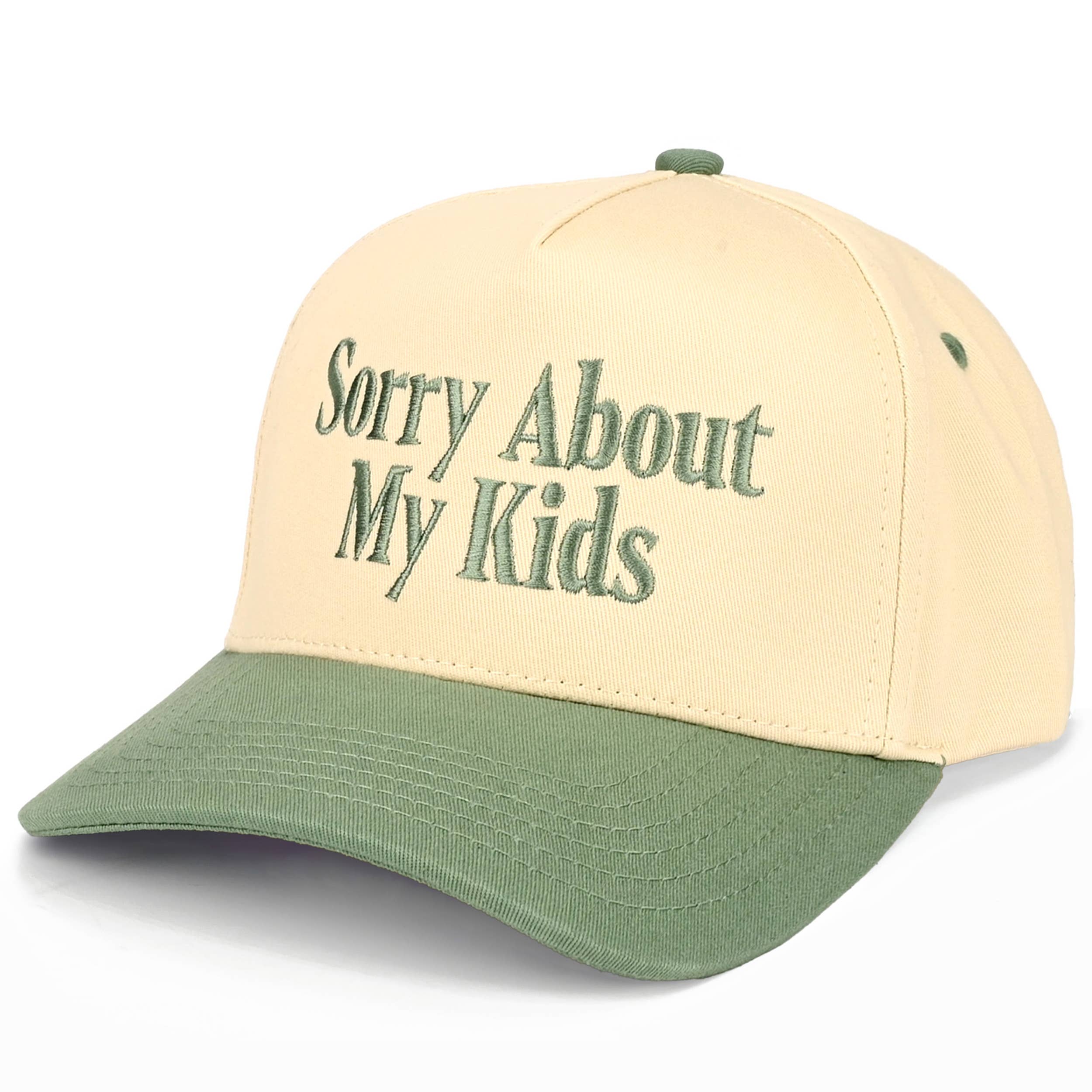 SORRY ABOUT MY KIDS Letter Two Tone Trucker Hat