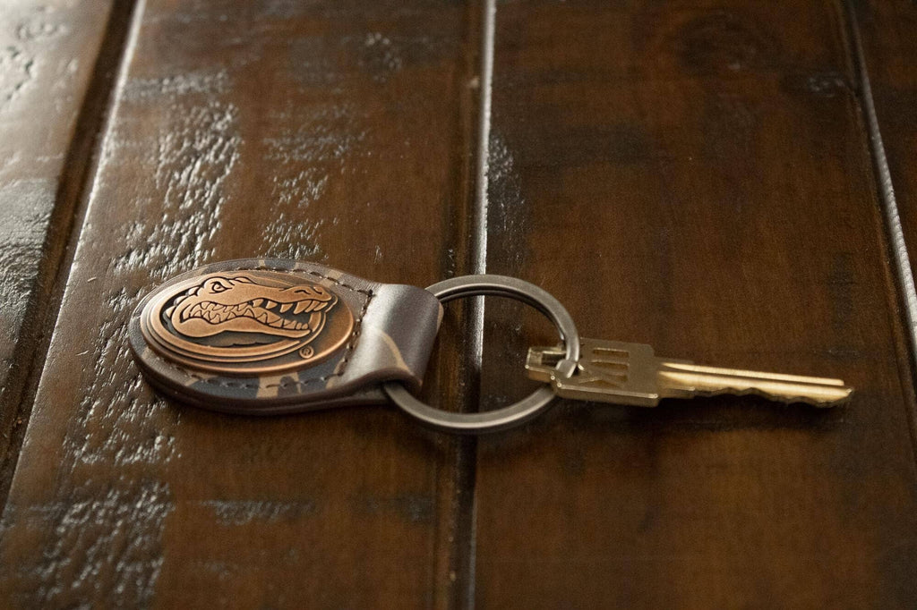 Florida Gators Oval Camo Leather Key Fob.