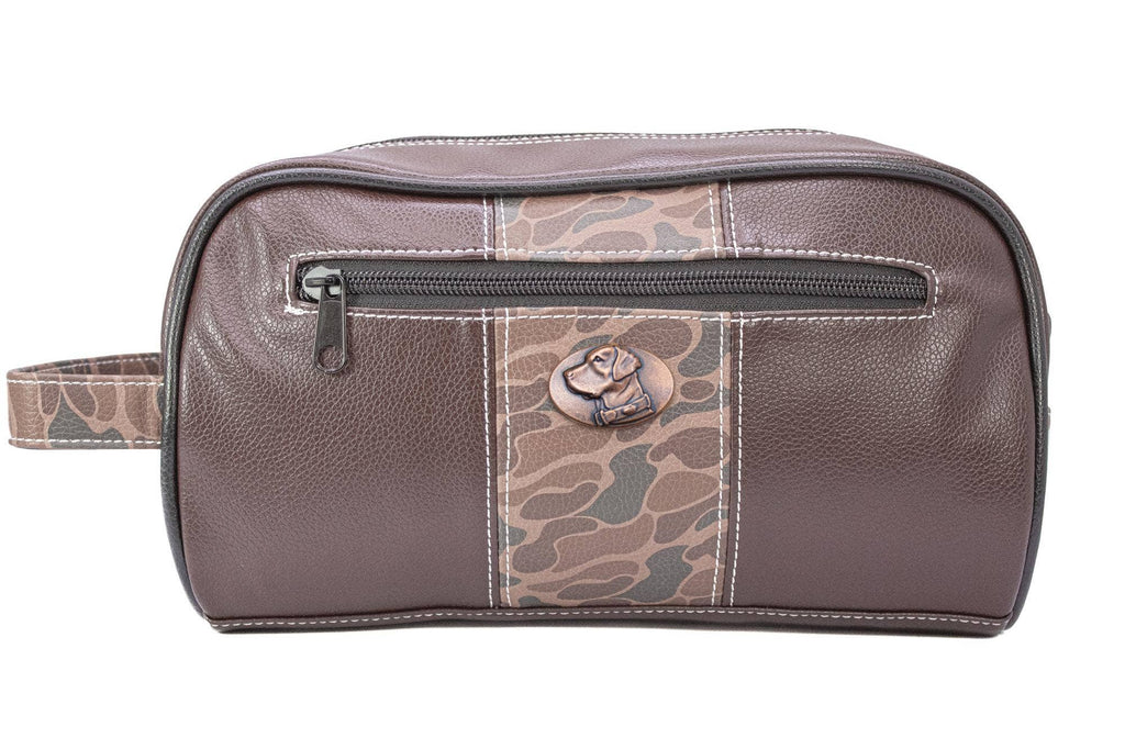 Lab Brown Pebble Old School Camo Men's Toiletry Dopp Bag.