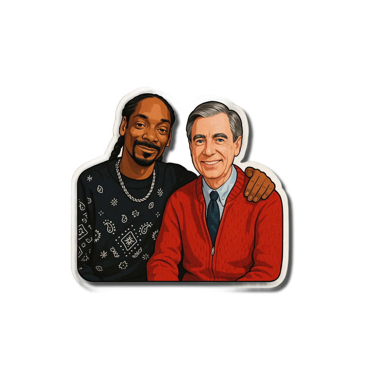 Mr Rogers and Snoop Waterproof Sticker