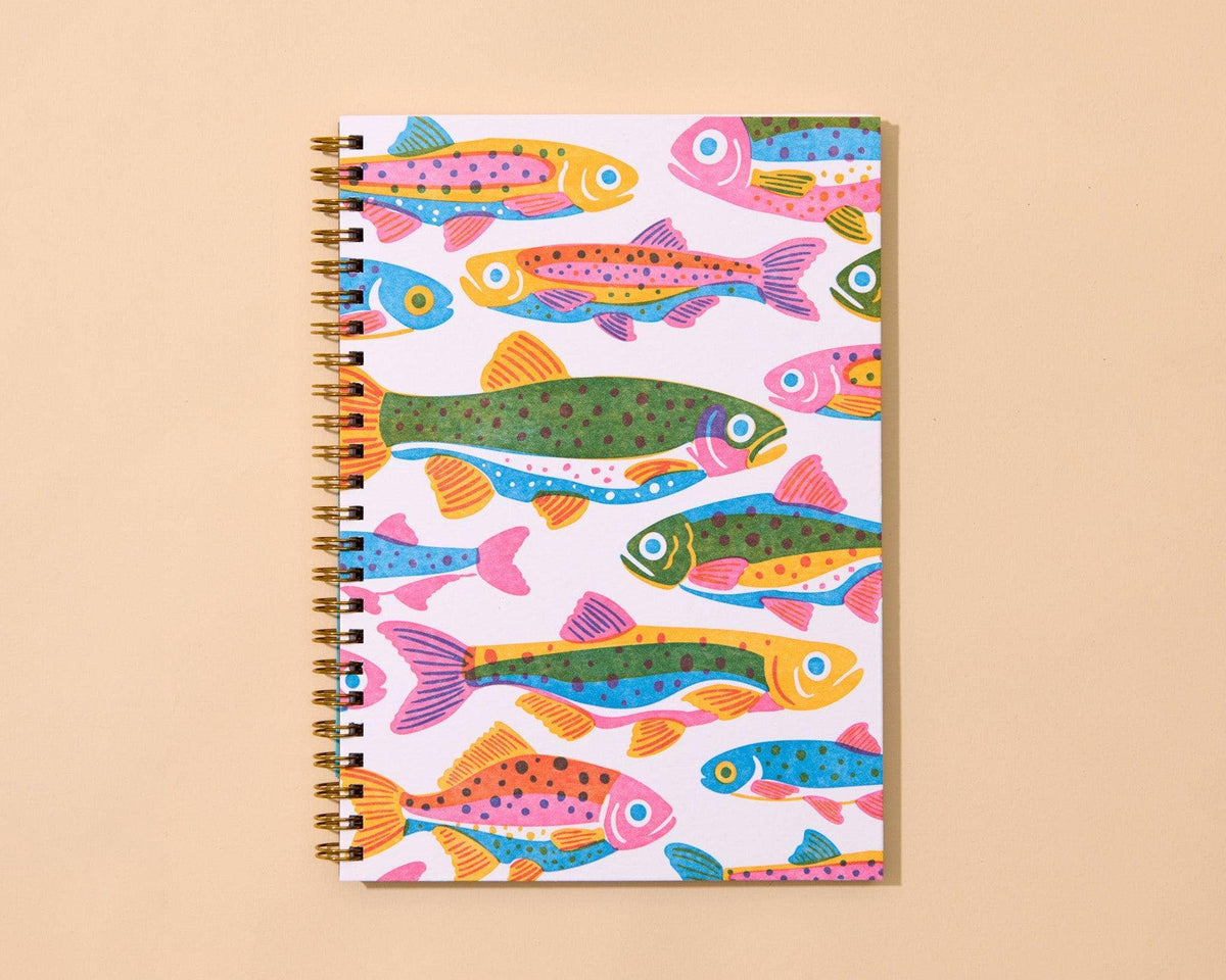 Letterpress A5 Spiral Notebook (Lined)—Rainbow Trout
