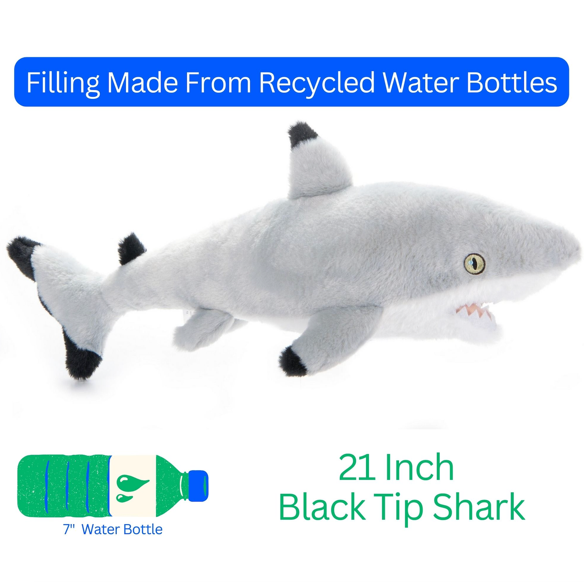 Earth Keeperz Blacktip Shark medium 21" Recycled Plush