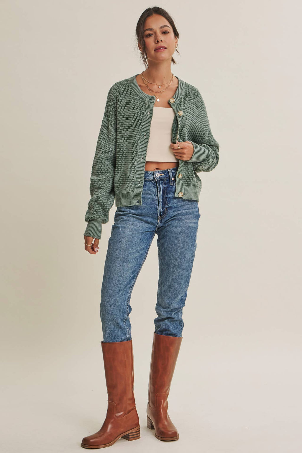 WAFFLE CARDIGAN