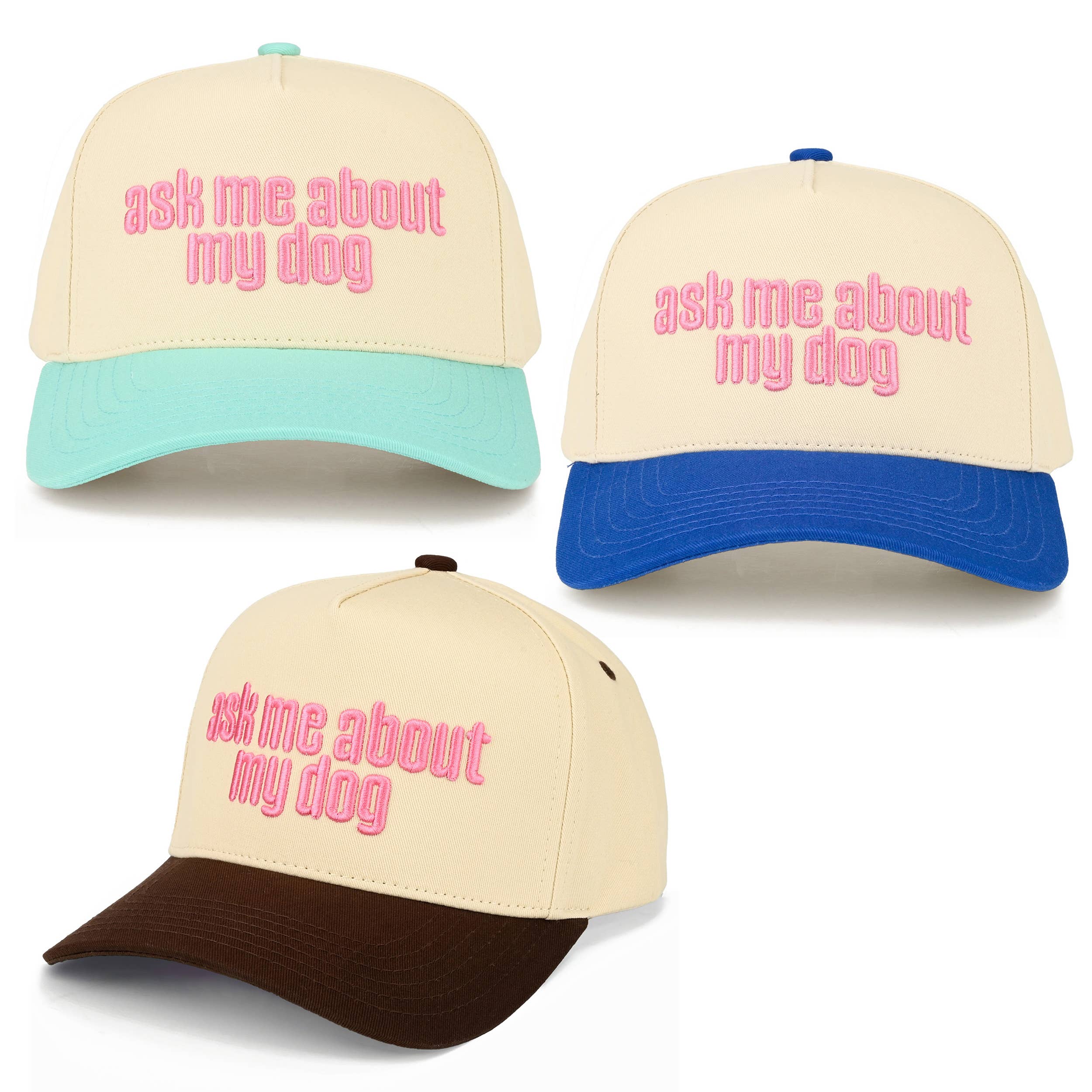 ASK ME ABOUT MY DOG Letter on Two Tone Trucker Hat