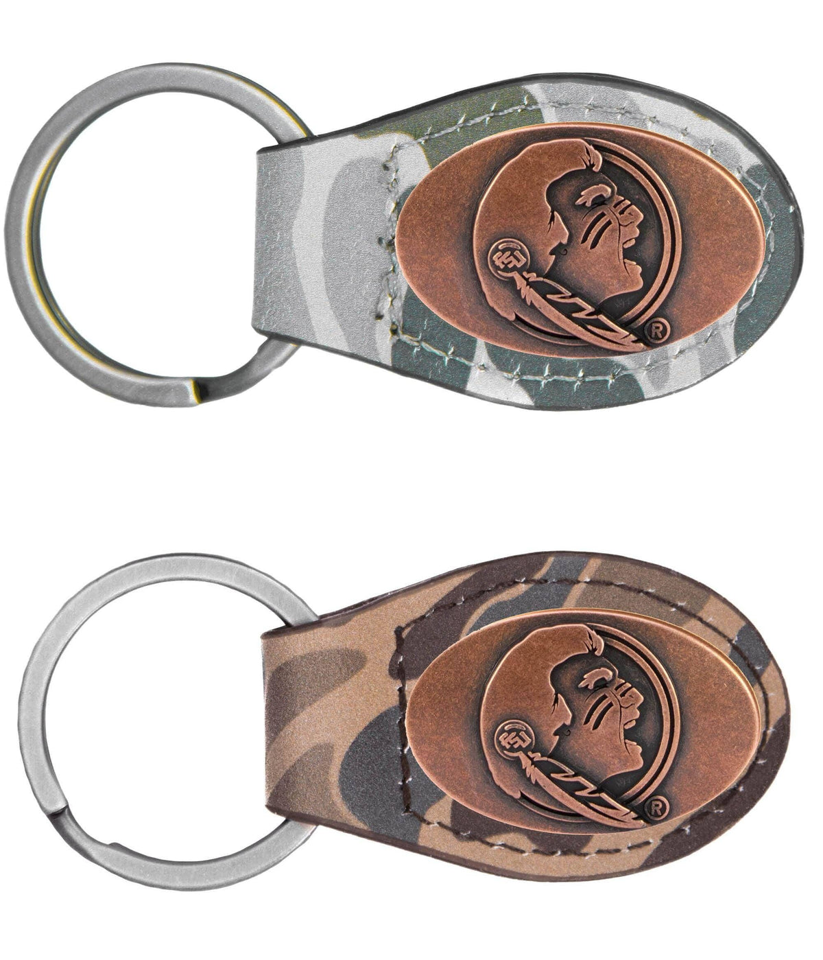 FSU Seminoles Oval Camo Leather Key Fob.