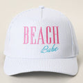 BEACH BABE Embroidered Seersucker Stripe Trucker Hat