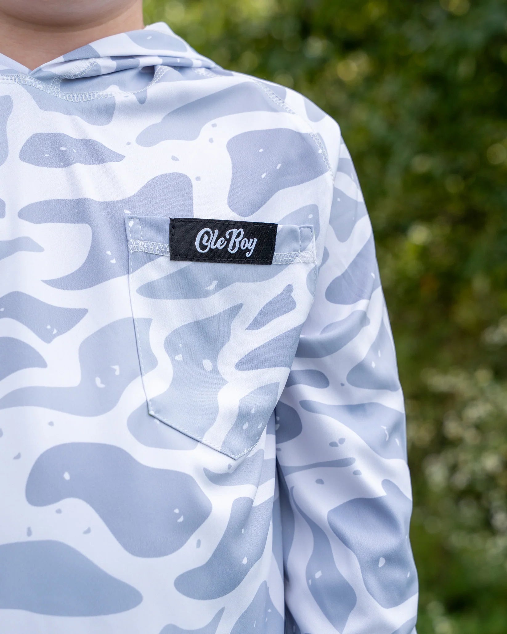 Youth Grey Duck-Performance Hooded Tee